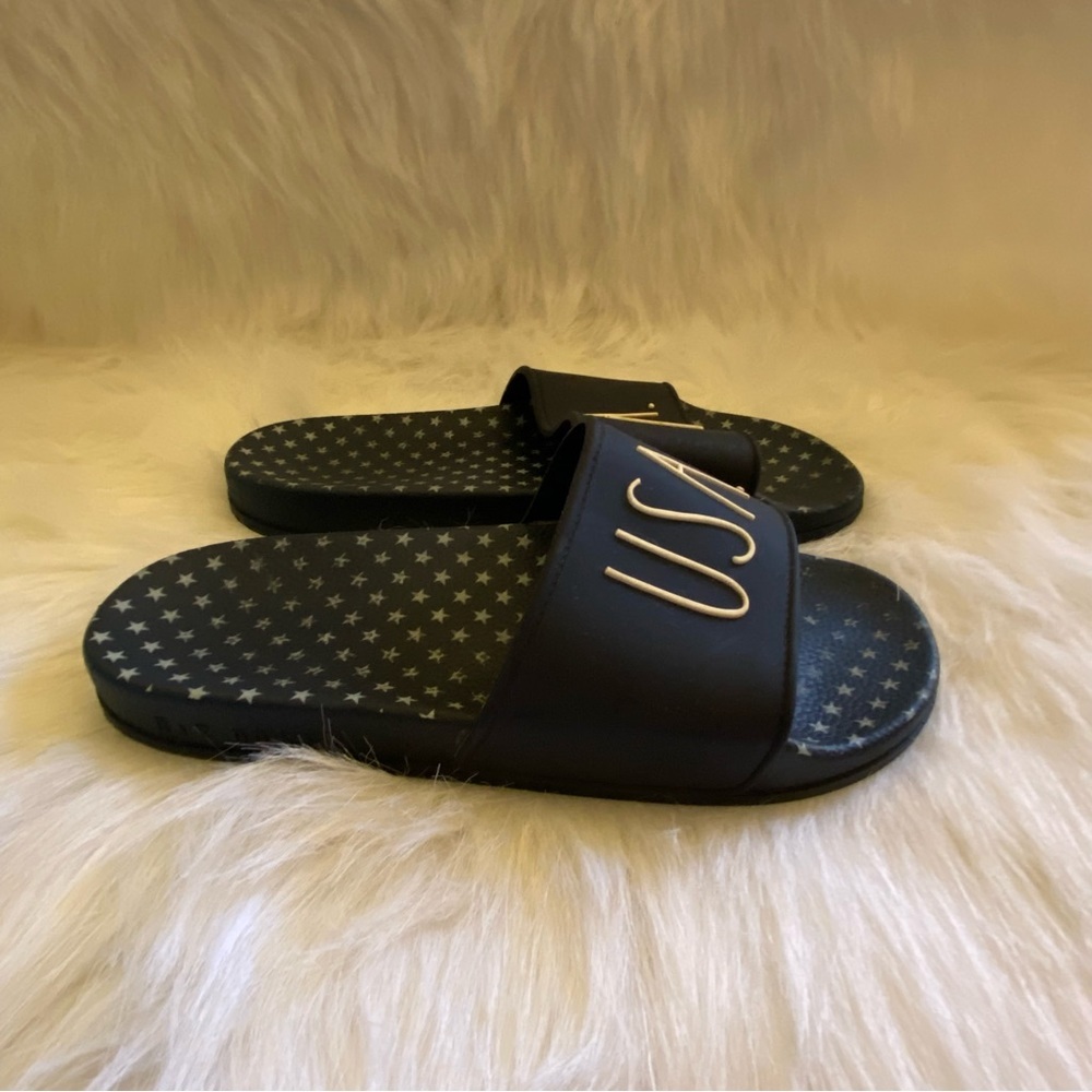 Rae Dunn Size 9 Slip On Sandal’s Shoes‎ USA Blue Stars Slides
